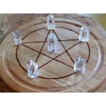 Large Wooden Crystal Healing Grid with Six Quartz Points